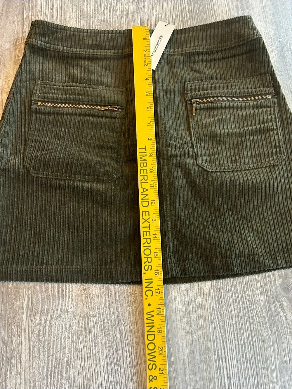 Francesca's Mi Ami Tamm Zip Corduroy Mini Skirt in Olive Green Zip Pockets NWT
